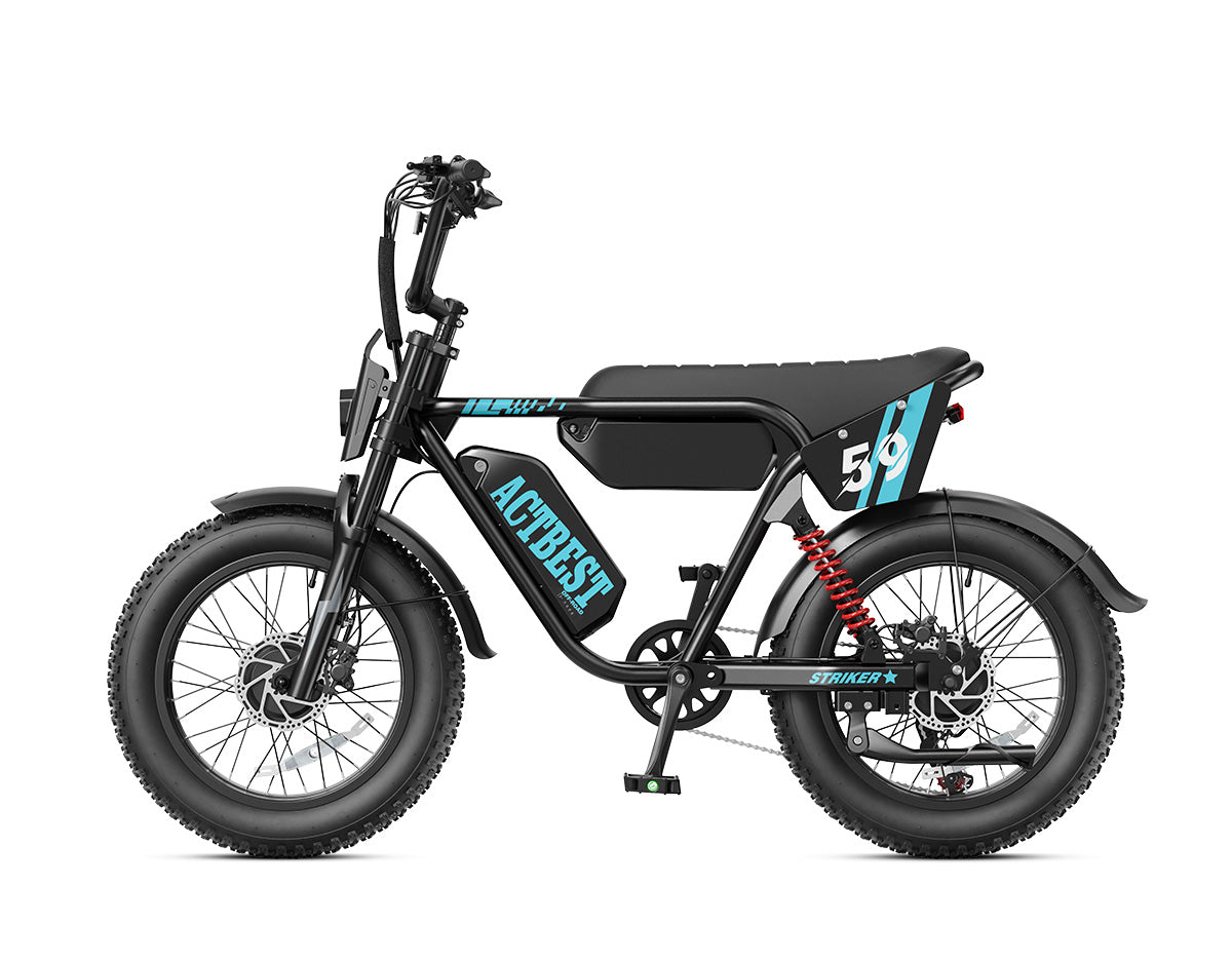 Striker Max AWD Dual Motor Moped E-Bike|37MPH, 120Miles Range| Actbest Aqua Blue
