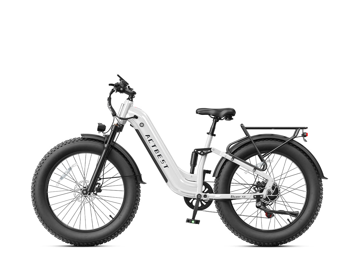 Blazer ST Ultra Full Suspension Hydraulic Brakes Electric Mountain Bike Light Blue / With Rear Bike Basket