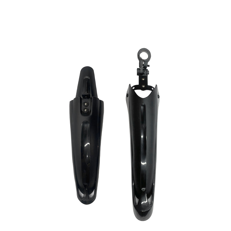 Black fender set for electric bikes with front and rear components