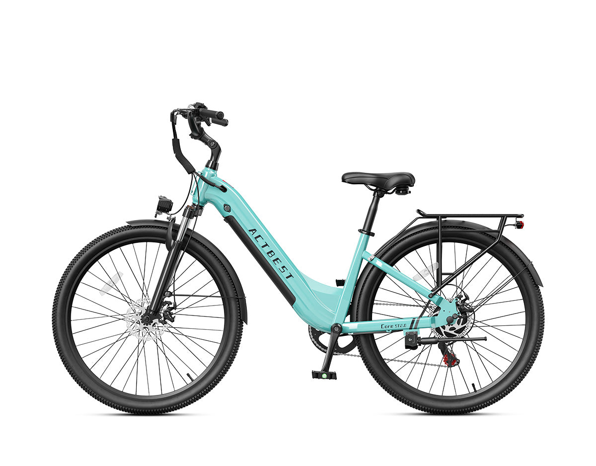 actbest Core ST 2.0 mint green step-through electric bike, side view