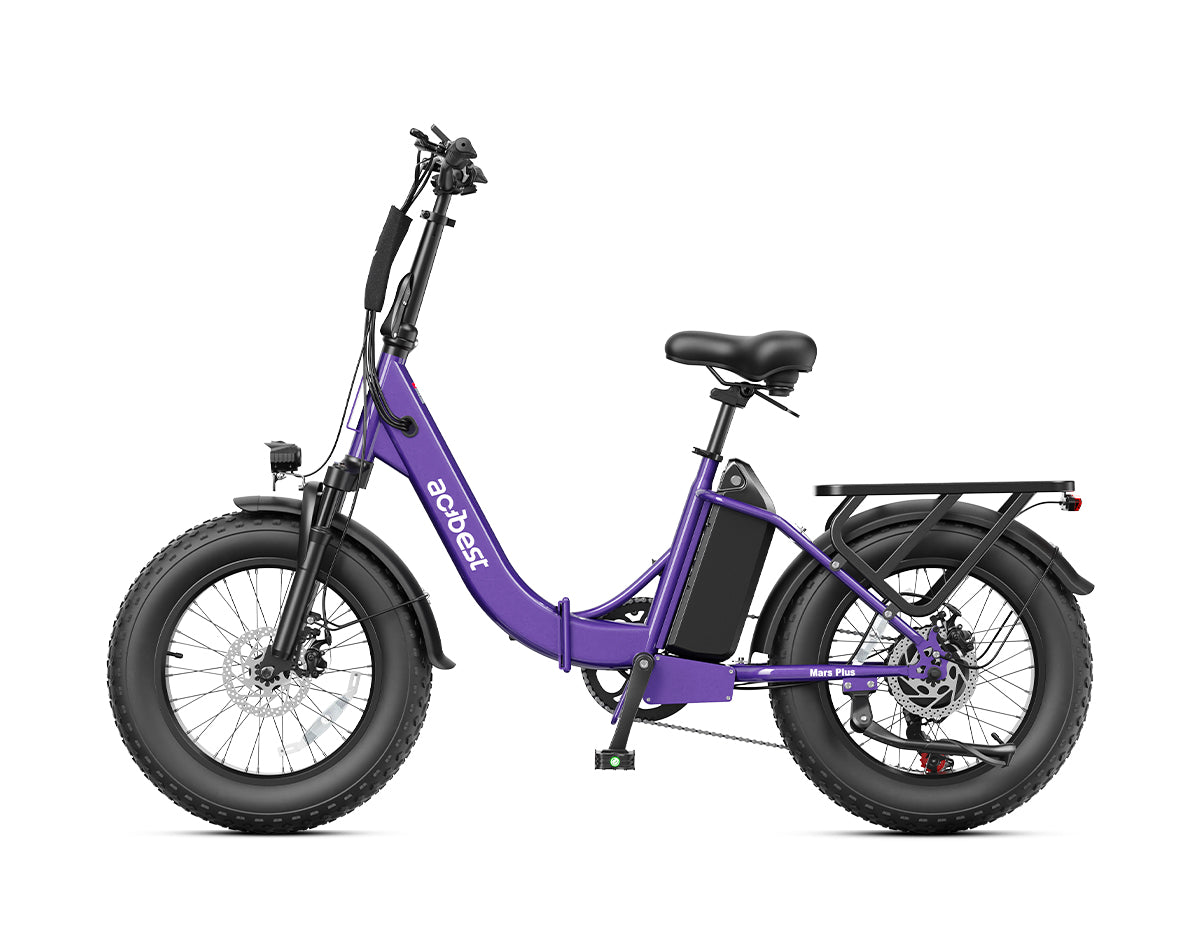 Actbest Mars Plus ST Foldable Step-Through Utility Electric Bike - Purple, Side Profile View