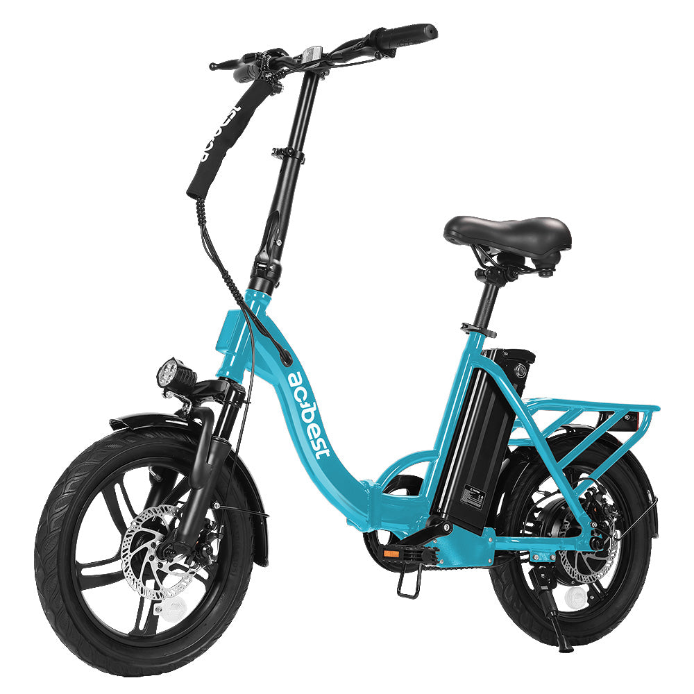 Teal CityRun folding electric bike with 500W motor and compact design.