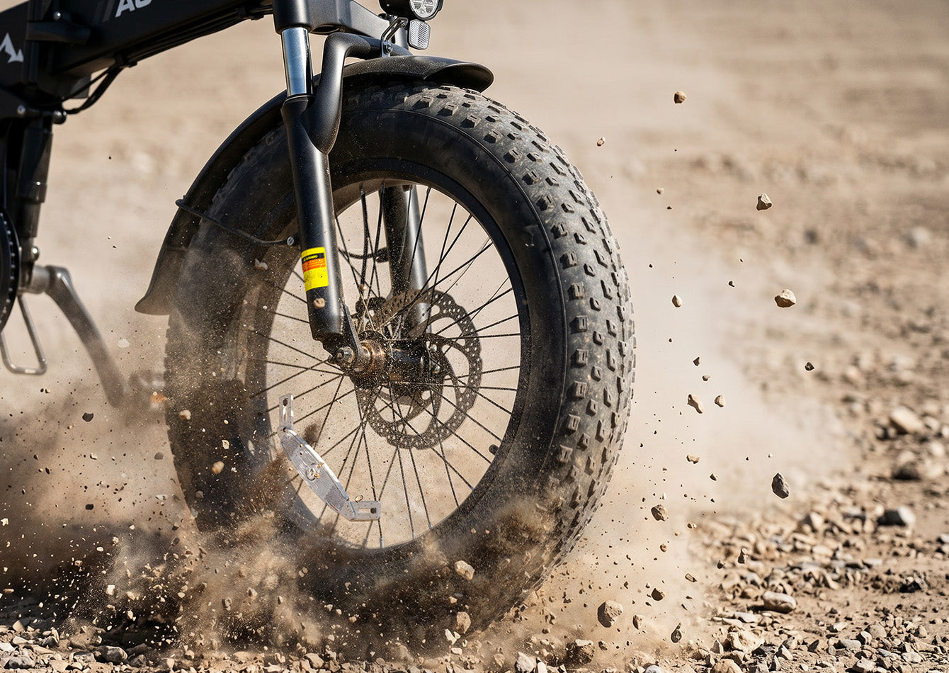 20" x 4.0" Fat Tires for Grip, Balance, and Rough Terrain