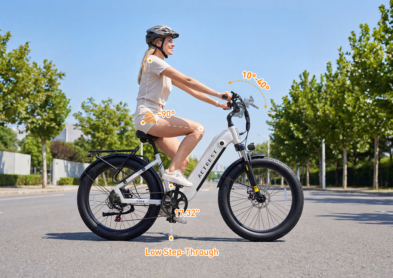 Ergonomic Comfort with a Step-Thru Frame & Adjustable Handlebar