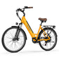 Bright yellow Actbest Core Step-Through E-Bike with brown seat