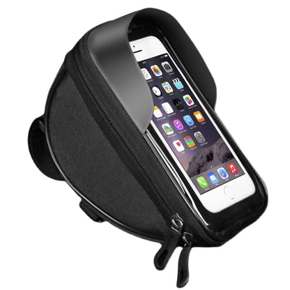Compact bike phone holder bag with zipper and smartphone slot for devices under 6.5 inches