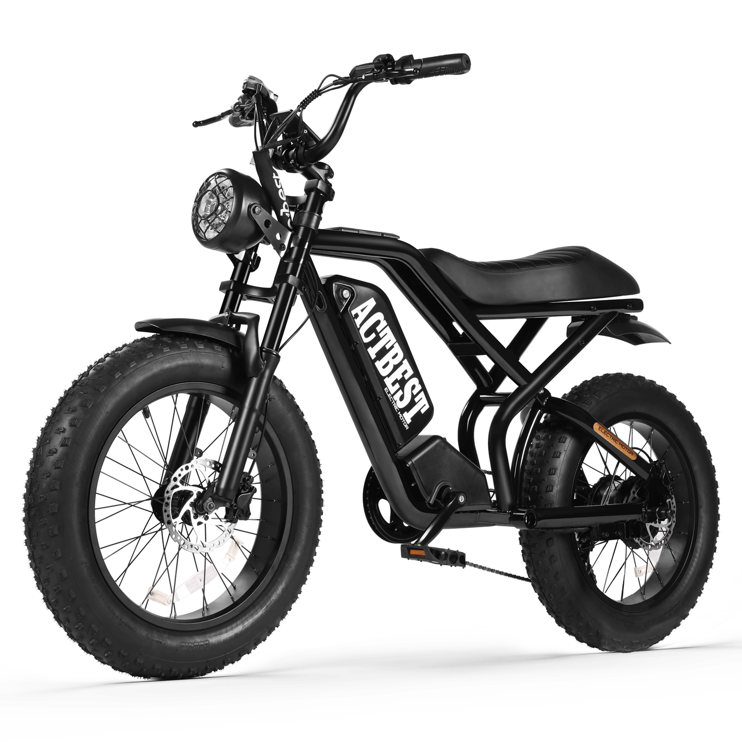 ACTBEST electric bike with robust fat tires and modern black frame for versatile rides.