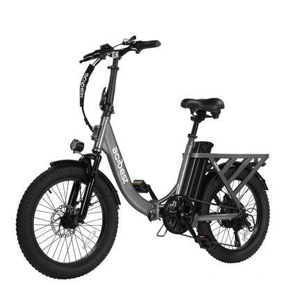 Mars Folding Electric Bike in grey with fat tires and rear rack for urban and off-road rides