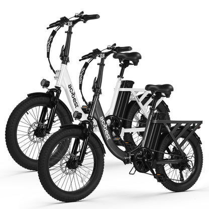 Actbest foldable electric bikes in black and white with fat tires