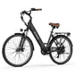 Black Actbest Core Step-Through Electric Bike with brown seat and rear rack