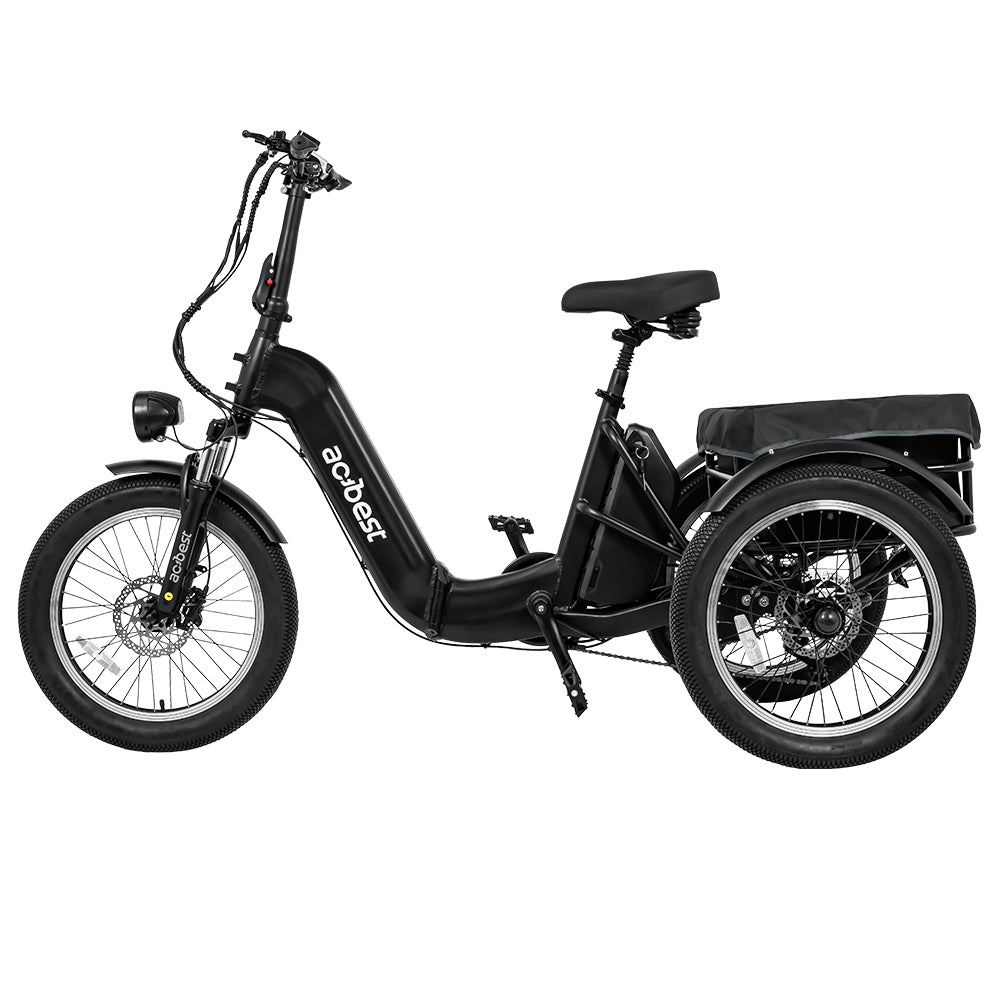 Actbest Triker Folding 3-Wheel Electric Bike in black with comfortable seating.