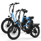 Actbest foldable electric bikes in blue and black, designed for all-terrain versatility.