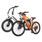 Actbest e-bikes in orange and white with rugged tires and stylish frames.