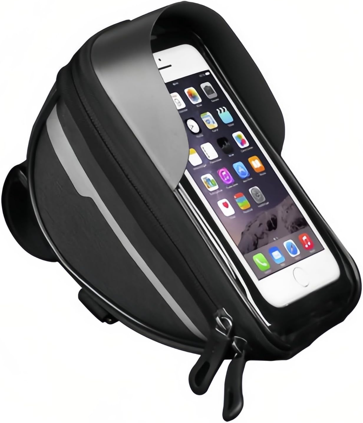 Bike phone holder bag securely fits smartphones under 6.5 inches while riding
