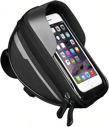 Bike phone holder bag securely fits smartphones under 6.5 inches while riding