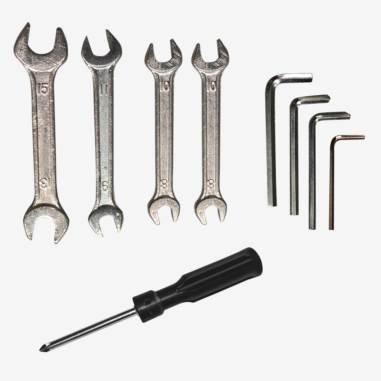 4*Open End Wrench 4*Tools 1*Phillips Head