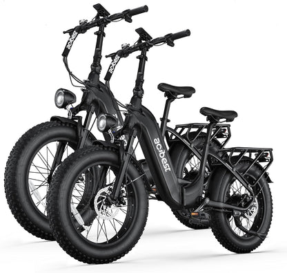 Black Knight Cargo Step Through Electric Bike with fat tires and rear rack.