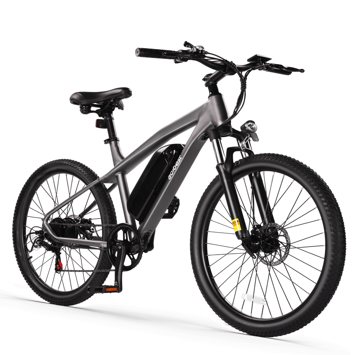 Gray Actbest electric mountain bike with removable battery and dual brake system.