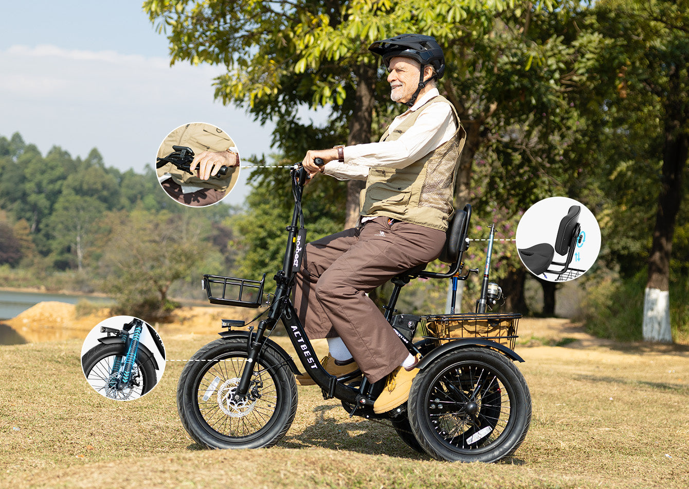 Comfortable backrest seats + parking brake function – ideal for the elderly.