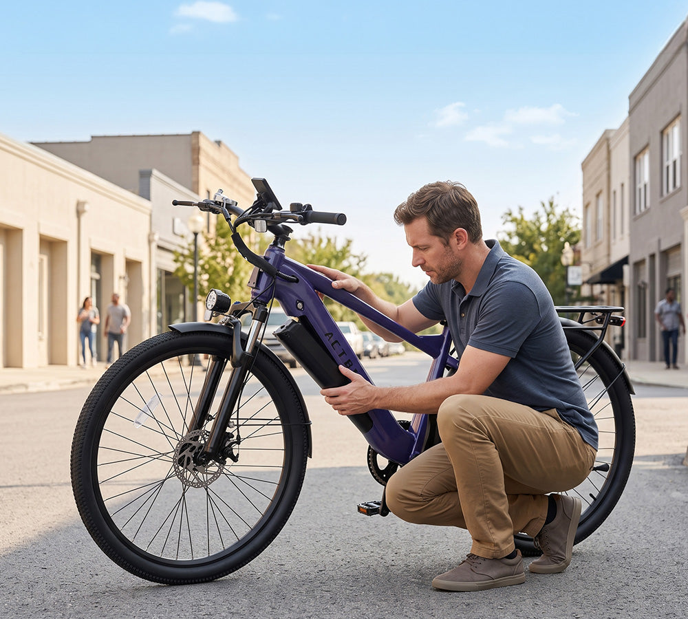 Charge at home, at work or directly on the bike.