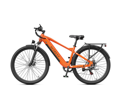Orange electric bicycle on a white background