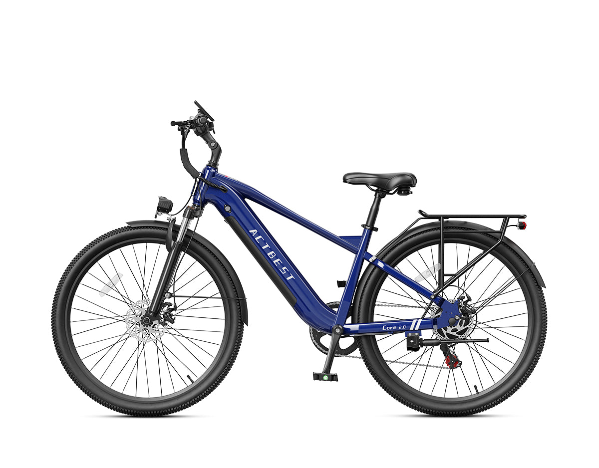 Blue electric bicycle on a white background