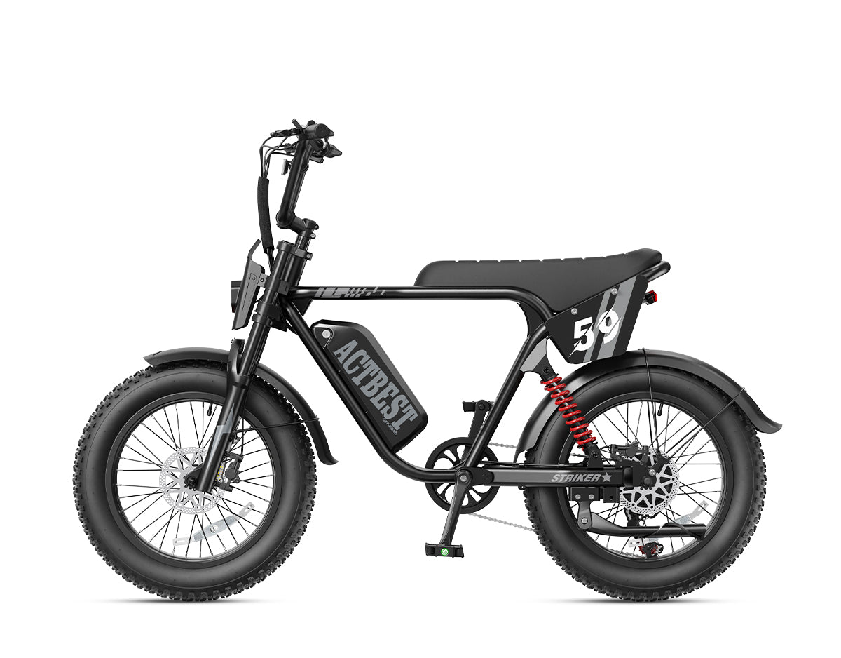 Actbest Striker Plus moped-style electric bike with visible branding 'ACTBEST'on a white background