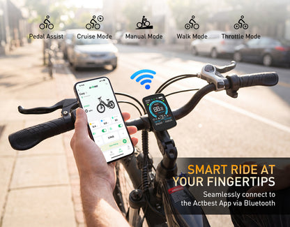 Actbest App Bluetooth e-bike control with display, smartphone dashboard, and multiple riding modes