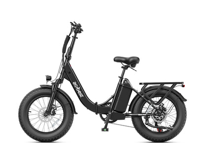 Actbest Mars Plus ST Foldable Step-Through Utility Electric Bike - Black, Side Profile View