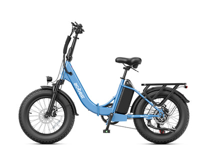 Actbest Mars Plus ST Foldable Step-Through Utility Electric Bike - Blue, Side Profile View