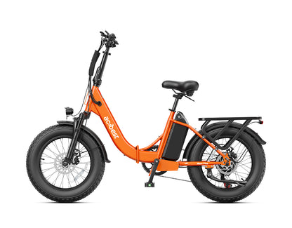 Actbest Mars Plus ST Foldable Step-Through Utility Electric Bike - Orange, Side Profile View