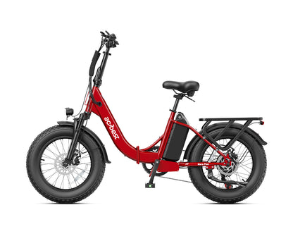 Actbest Mars Plus ST Foldable Step-Through Utility Electric Bike - Red, Side Profile View