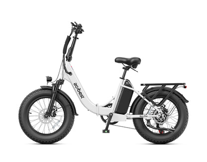 Actbest Mars Plus ST Foldable Step-Through Utility Electric Bike - White, Side Profile View
