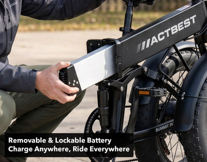 Removing the lockable and removable battery from the Actbest Summit Plus folding e-bike frame