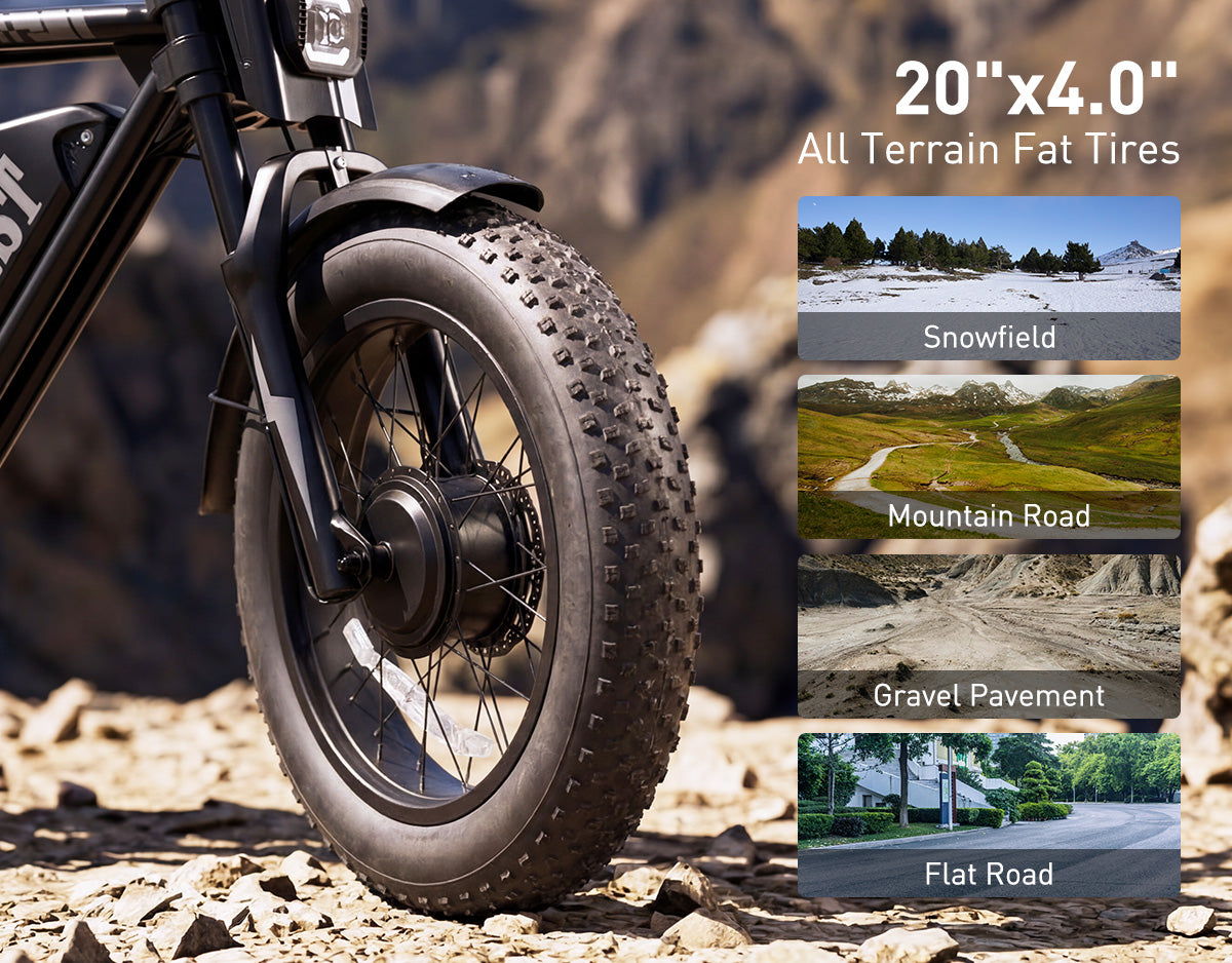 Striker Max electric bike 20x4.0 all-terrain fat tire for snow, gravel, mountain roads and pavement