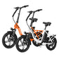 Actbest electric bikes in orange and white with compact foldable frames and fat tires.