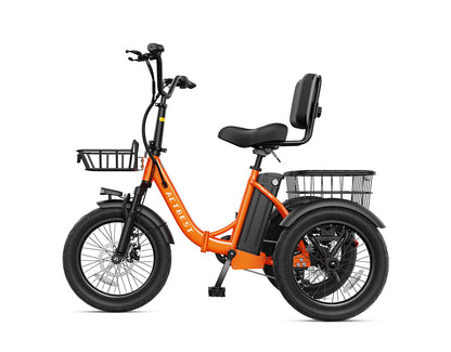 Actbest Triker 1200W Peak 18 MPH 55 Miles Folding 3 Wheels Electric Bike